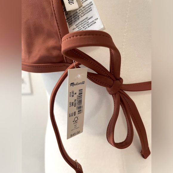 Brand New! Madewell Second Wave Side-Tie Bikini Top in Weathered Brick NWT - Picture 5 of 7